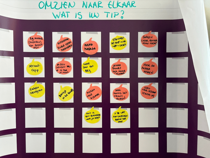 Tips die tijdens de gesprekken met inwoners naar voren kwamen over hoe om te zien naar elkaar.